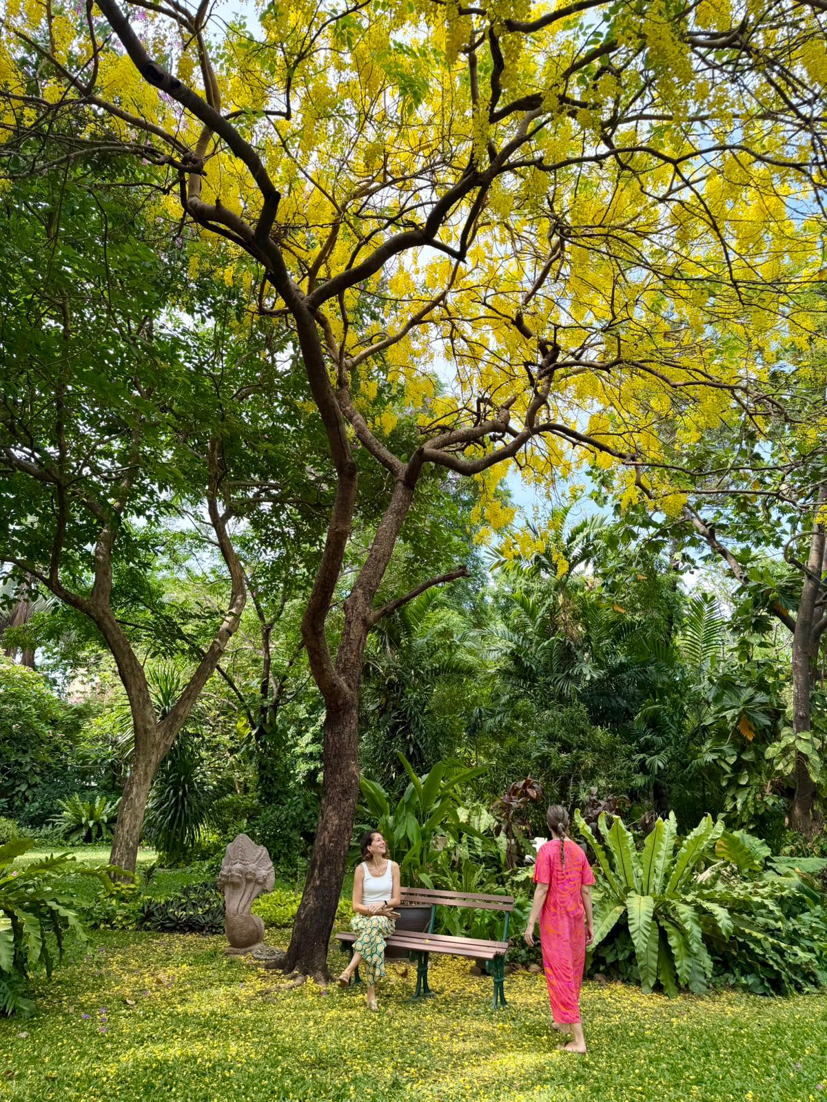 Two women in a garden at the New Season Ceremony